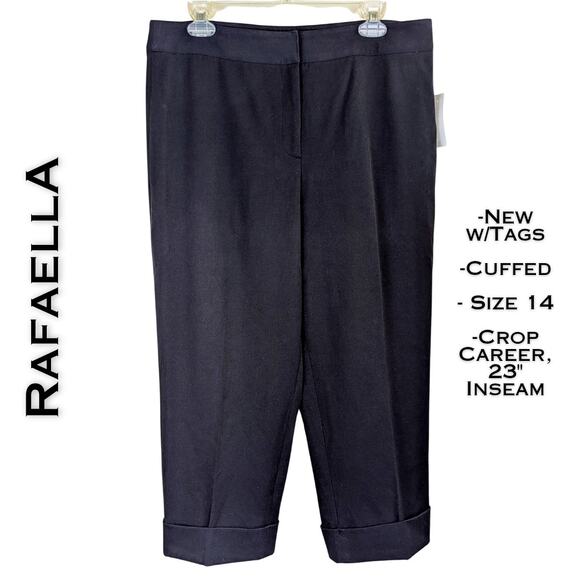 NEW Rafaella Black Cropped Cuffed Comfort Stretch Career Dress Pants Size 14 - Picture 1 of 9